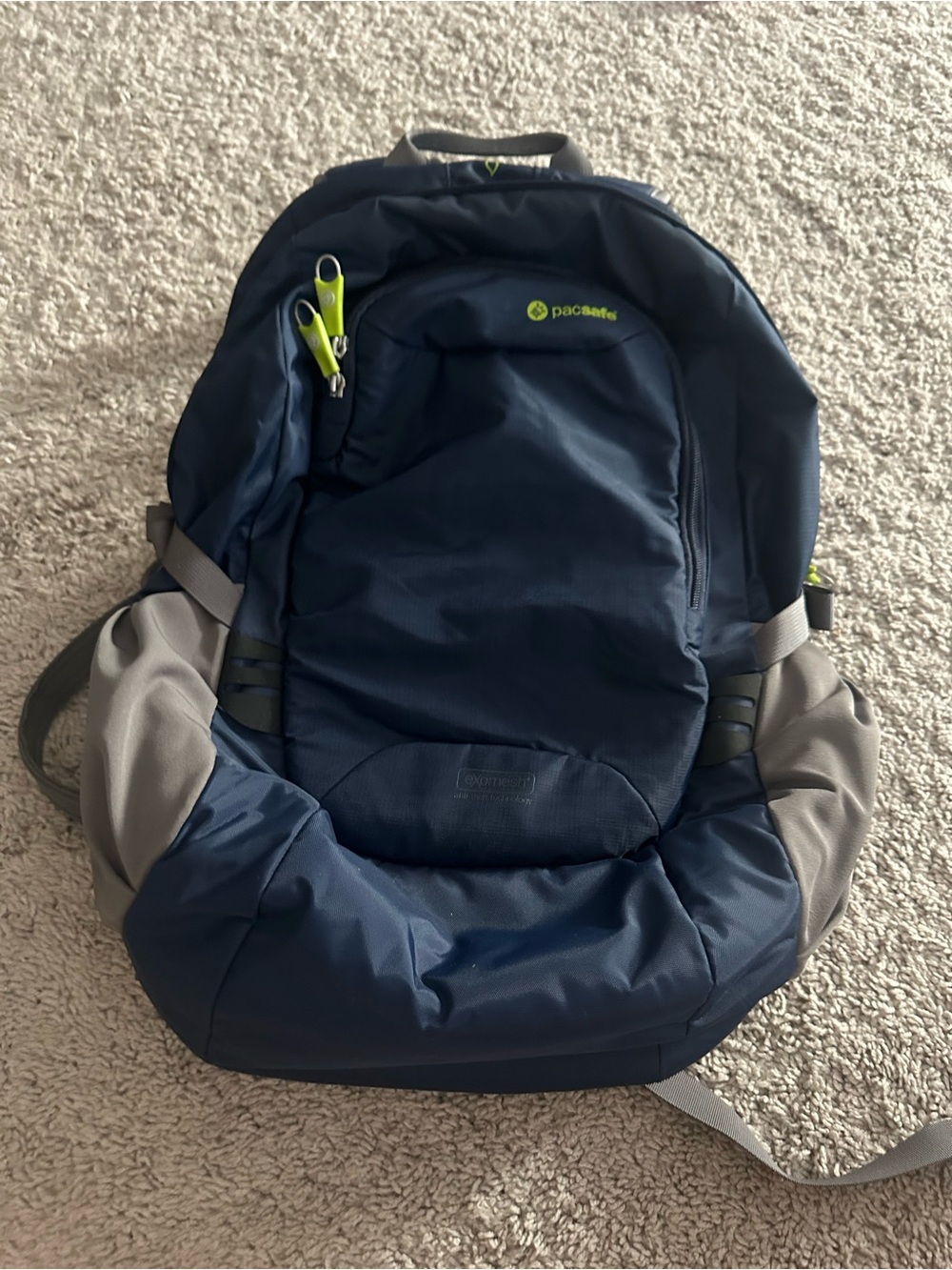 Pacsafe Navy and Gray Men's Anti-Theft Backpack with Neon Accents